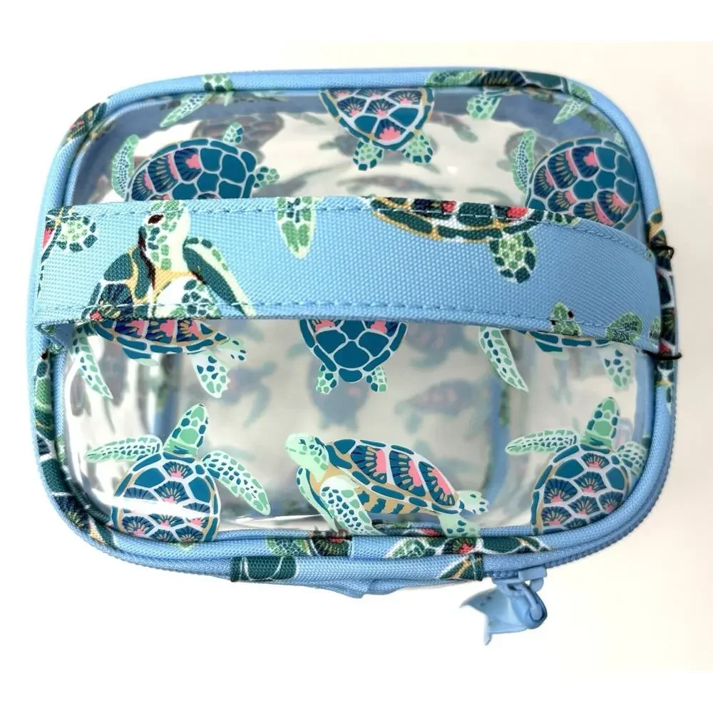 Vera Bradley Turtles Coral Clear Lotion Cosmetic Bag Shampoo See Through NWT